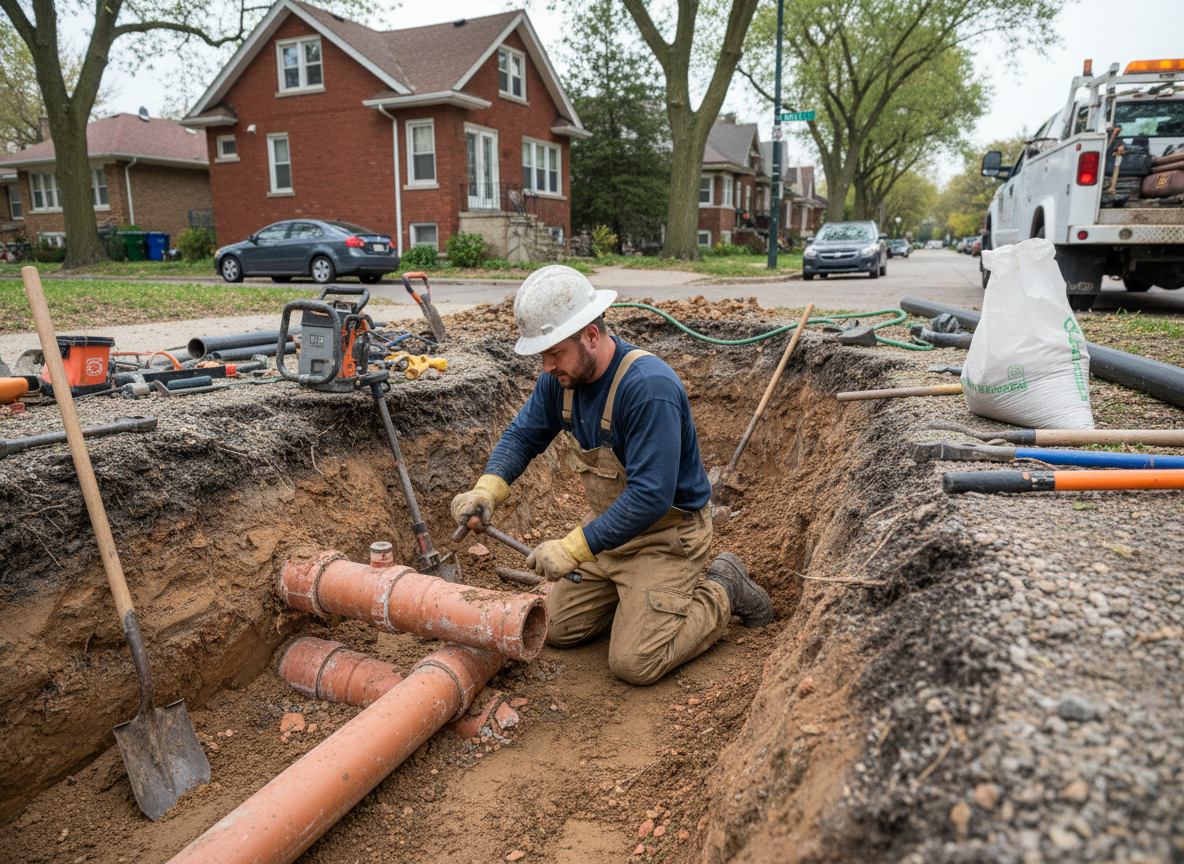 Broken Sewer Line in Chicago 60634, IL